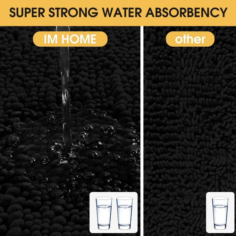 Accumtek Upgrade Luxury Black Bathroom Rug Mat 32"x20", Ultra Soft