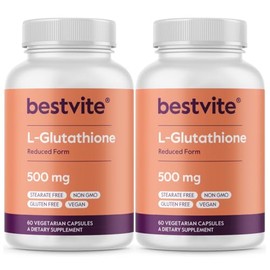 BESTVITE L-glutatión 500 mg utilizando ingrediente setria clínicamente investigado (60 cápsulas vegetarianas)  sin estearatos, 120 Vegetarian Capsules