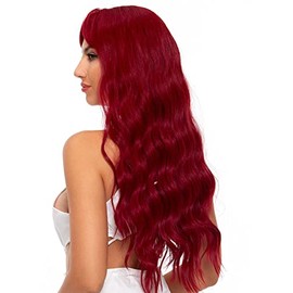 Pelucas para Mujer de Moda, Peinado Ondulado Esponjoso, 26"/66 cm, Rojo