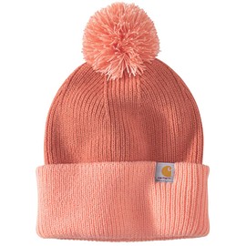 Carhartt Women's Knit Pom Cuffed Beanie, Apricot Cider