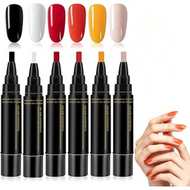 6 Piezas Pen Esmalte de Esmalte de Uñas, Rotuladores de Gel Para Uñas de Secado Rápido 3 en 1,Juego de Rotuladores de Esmalte de uñas de Gel, Rotuladores de Uñas DIY para Niñas，Nuevo modelo 2026 C