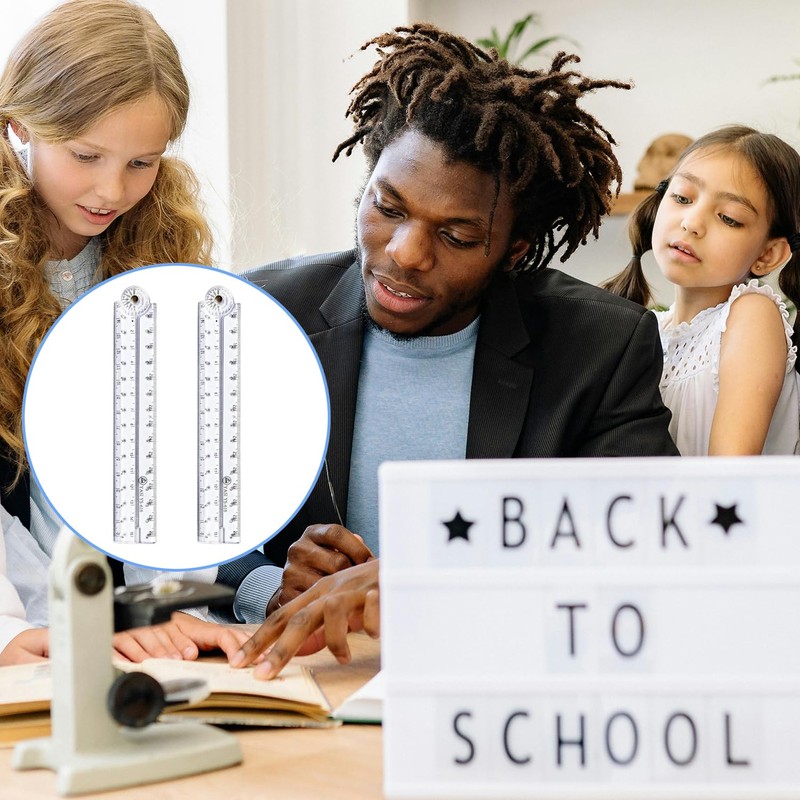 2 Pcs 30cm Geometric Folding Ruler School Stationery Folding Ruler