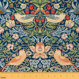 Mexican Otomi Fabric by The Yard, Boho Bird Upholstery Fabric, Colorful Floral Bohemian Bright Yellow Green Exotic Decorative Fabric, Wild Animals Botanical Indoor Outdoor Fabric, 1 Yard