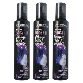 L'Oreal Advanced Hairstyle/Paris - Boost It Volume Inject Mousse - Extra Strong Hold - Net Wt. 8.3 OZ (235 g) Per Can - Pack of 3 Cans