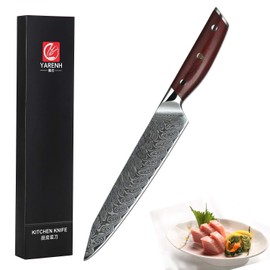 Yarenh Chef Knife - Sashimi Knife 8 inch - Japanese Damascus Steel Blade & Dalbergia Wood Handle,Gift Box Packaging,Sharp Kitchen Knives - KTF Series