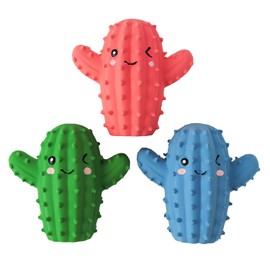 Pawdoer Squeaky Dog Toys for Medium Dogs, Soft Latex Rubber Cactus Dog Ball, Cute Bounce Squeak Pet Toy