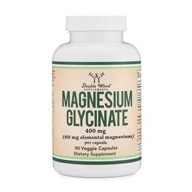 Magnesium Glycinate 400mg, 90 Capsules (Vegan Safe, Third Party Tested, Gluten Free, Non-GMO) High Absorption Magnesium by Double Wood Supplements