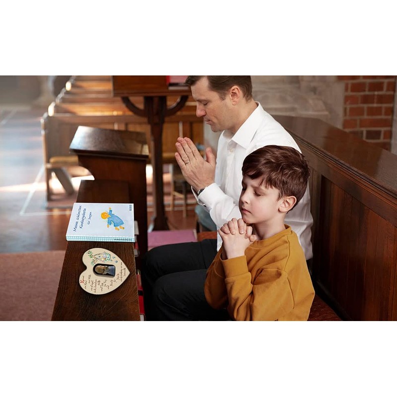 MaMeMi Wooden Heart for Boys with Guardian Angel for Birth
