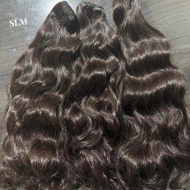 Raw Cambodian Natural Wavy Human Hair Extensions Cuticle Aligned Vietnamese Burmese Curly Hair Weave Bundles Unprocessedstyle: Natural wave hair bundle 1 piece, color: Natural black, Stretched Length: 24"