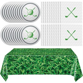 Golf Party Plates Napkins Tablecloth- 41PCS Golf Party Supplies Golf Party Tableware Set Golf Theme Paper Plates Napkins and Tablecover Disposable Golf Plates Golf Birthday Party Decorations Supplies