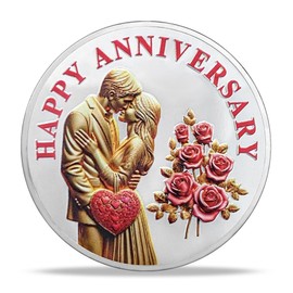 ACGZQY Happy Anniversary Coin - Romantic Love Coin Wedding Anniversary Present - Couples Keepsake I Love You Rose Anniversary Gift for Parents Husband Wife