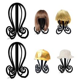 ZKFSIE 2 PCS Black Wig Stand, Collapsible, Portable and Durable Wig Holder for Short Wigs Hats Cosplay Masks Travel Easy to Assemble and Disassemble