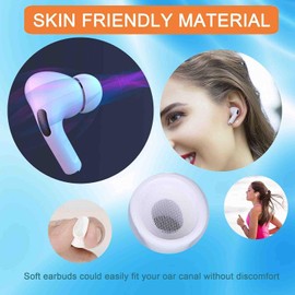 SUOFEIK 4 Pairs Ear Tips Replacement for AirPods Pro and Airpods Pro 2nd Generation - Noise Reduction Hole - Premium Silicone Ear Tips for Superior Comfort (L+M+S+XS), large