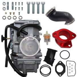 YJGZSVK Carburetor For Yamaha Warrior 350 YFM350X 1987-2004 1UY-14101-00-00 1UY-13586-01-00 1UY-14453-00-00 Air Box Cleaner Joint Intake Manifold Red