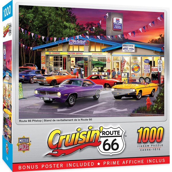 Masterpieces 1000 Piece Jigsaw Puzzle for Adults, Family, Or Kids - Route 66 Pitstop - 19.25"x26.75"