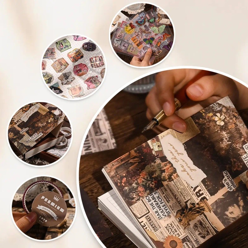 Journal Scrapbook Papel Stickers Y Agenda Vintage Calcomanía