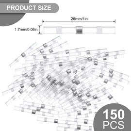Hotop Pack of 150 Soldering Seal Wire Connectors Heat Shrink Butt Connectors Waterproof Insulated Electric Shock Splice Clamps (White, 26-24 AWG)