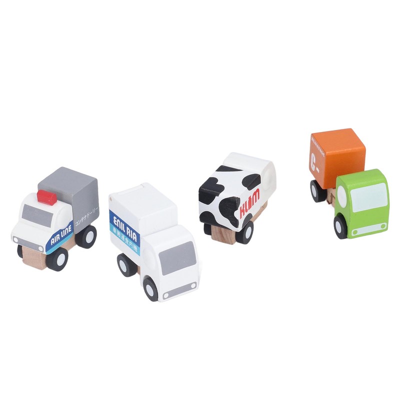 12pcs Wooden Mini Trucks Forward Backward Promote Cognitive Kids Educational