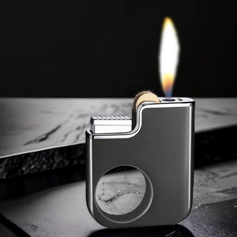 Creative Ring Buckle Grinding Wheel Lighter, Butane Torch Soft Flame,
