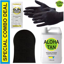 Aloha Tan Best Spray Tan Solution - VERY DARK - 1 GALLON + Sunless Tanning Self Tanner Tan