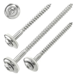 SCREW REBEL Plumber Screws 4.5 x 90 mm Stainless Steel A2 Stainless Steel with EPDM Sealing Washer Diameter 15 mm TX 20 Pack of 50