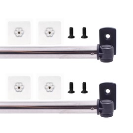 YYST Type A Self Adhesive Curtain Rod No Drilling Cupboard Bars Petite Café Self Adhesive Window Curtain Rod Cafe Sidelight Sash Rods 16" - 28" (Black-2)