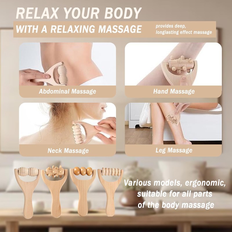 Pack of 4 Massage Rollers, 4 Models Massage Roller with