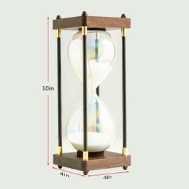 Rainbow Hourglass Timer,60 Minutes Sand Timers,Hour Glass with Sand Timer for Gift,Hourglass Decor for Home, Desk,Office, Wedding Decor (White)