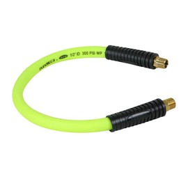 Flexzilla Swivel Whip Air Hose, 1/2 in. x 2 ft. (3/8 in. MNPT Swivel x 3/8 in. MNPT Ends), Heavy Duty, Lightweight, Hybrid, ZillaGreen - HFZ1202YW3S