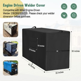Safipotts Engine Driven Welder Cover compatible with Miller Welder 230/265/325/225, 600D Heavy Duty Waterproof Welder Machine Cover with Storage Bag, Welder Covers with Handles & Buckles, Black