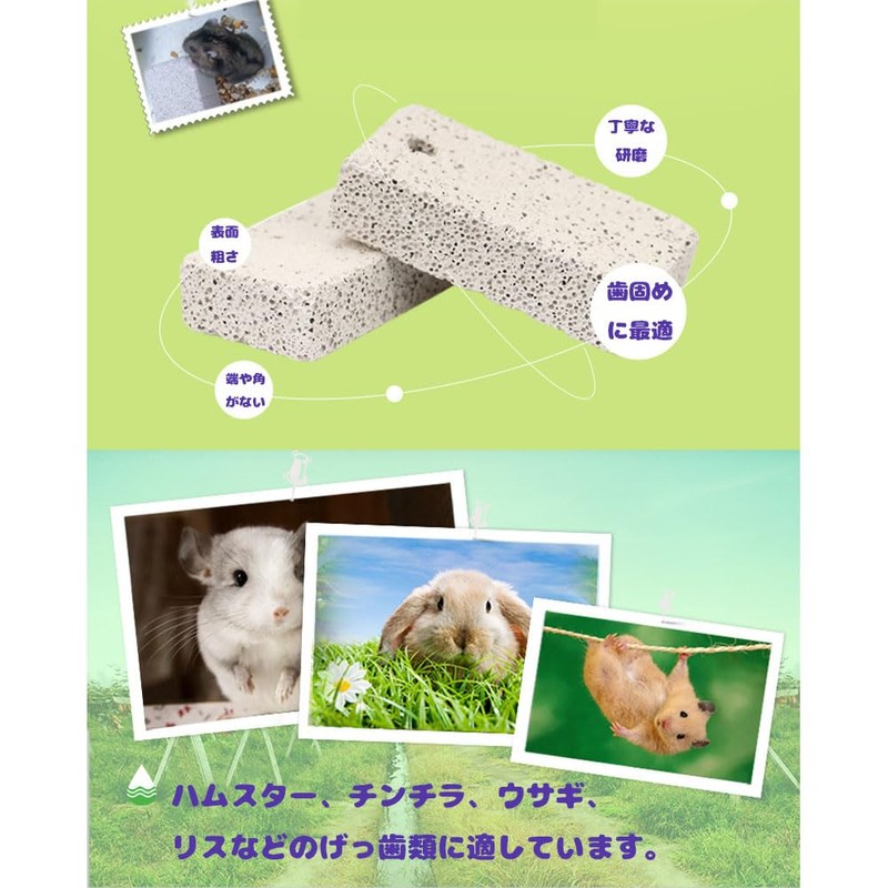 BIUTEFOR Chinchilla, Toothpaste, Rectangular Chewing Stone, 12 Pieces, Natural Volcanic