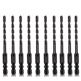 JOERIC 5mm Masonry Drill Bit Set 10PC 3/16” Concrete Drill Bit Set- Ceramic Brick Drill Bit Industrial Cemented Carbide Tip YG6X, Hex Shank for Glass, Soft Ceramic Tile, Mirror, Plastic.