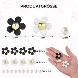 Barlone Pack of 18 Shoe Charms, Flower Shoe Pins for Crocs, PVC Flower Shoe Charms, Pearl Shoe Charms, Diamante Shoe Jewellery for Girls, Boys, Children, Polyvinyl Chloride, /