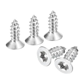 sourcing map Flat Countersunk Head Torx Screws, 60Pcs M4 x 12mm 304 Stainless Steel Tamper Proof Sheet Metal Screws with Bit T20, Self-Tapping Anti-Theft for Wood, Mechanical Industry (Silver)