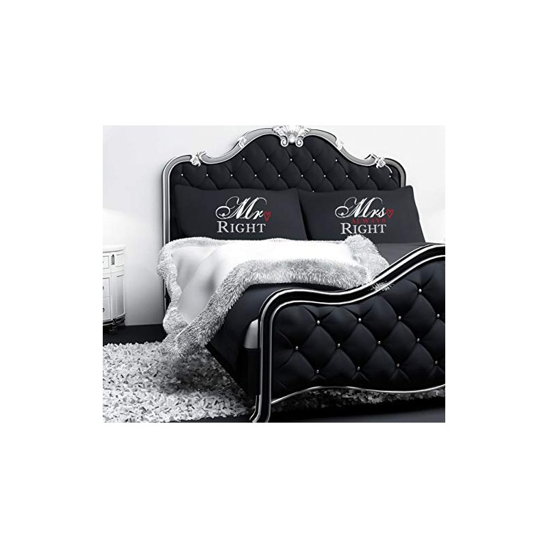 Black Mr Right Mrs Always Right Pillowcase Pair of Couples