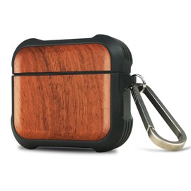 Carveit Wooden Case for AirPods 3 Case (2021, 3rd Generation), Wood Artisan Engraved & TPU Shockproof Cover, Titanium Quick Released Clasp (Natural Grain) Rosy