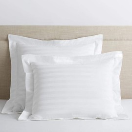 Saferay Green European Square Pillow Shams Set of 2 Pillowcase Euro Shams 26x26 Pillow Covers 2 Pack, European Pillow Shams Solid 600 Thread Count 100% Cotton(Euro, White Stripe)