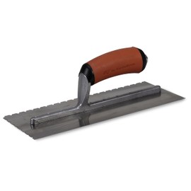 MARSHALLTOWN QLT 3/16x 1/4 x 1/2 Flat-V Notched Trowel, USA Made 11x4.5 Inch Riveted Tiling Trowel, NT754SG