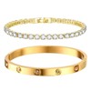 Gold Bracelets for Women - 2Pcs 18K Gold Plated Love
