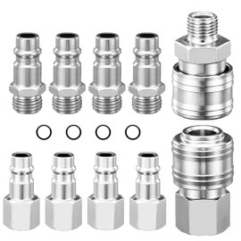 ZITUZY Pack of 10 Euro Compressed Air Coupling 1/4 Inch BSP Quick Coupling Compressed Air Couplings 1/4 Inch Compressed Air Connection for Hoses Coupling Plug Air Line Hose Compressor