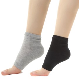 Muiles Heel Socks, Exfoliating, Moisturizing, Cracked, Heel Care, Women's, Men's, Unisex [1 - 3 Pairs] (Set of 2, Gray, Black)