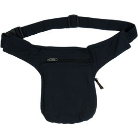 Guru-Shop Fabric Sidebag & Mandala Belt Bag, Goa Belt Bag – Blue, for Men and Women, Cotton, Hippie Festival Bum Bag - Black -