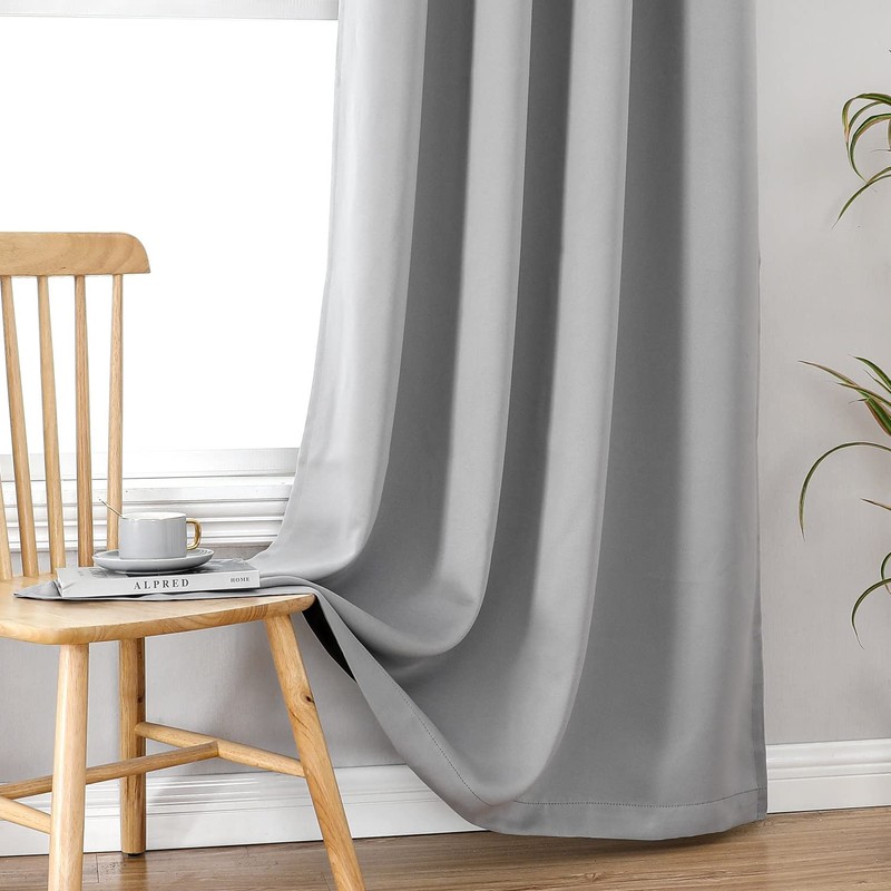 ChrisDowa 100% Blackout Curtains for Bedroom with Black Liner, 2