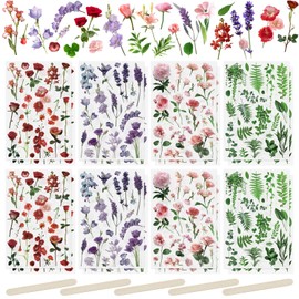 WANDIC 16 Sheets Rub On Transfer Sticker, Plant Flower Stickers for DIY Scrapbooking Photo Albums furniture,5.9 * 3.9in
