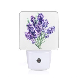 YASHILAIYA Lavender Bouquet Night Light,Flower Botanical Night Lights Plug into Wall for Boys Girls Gifts for Stairway Hallway Bedroom 0.5W Nightlight