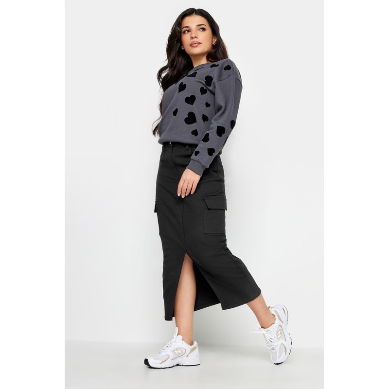 PixieGirl Black Utility Midi Skirt Petite