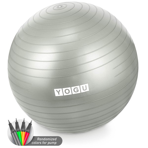 YOGU Stability Exercise Ball 65cm Yoga Balance Ball Birthing Ball with Air Pump Anti-Slip & Anti-Burst Supports 2000lbs Great for Yoga Pilates Abdominal Workout Fitness Ball and Office Chair