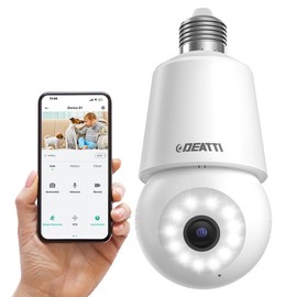 DEATTI Light Bulb Security Camera, 2.4G/5G WiFi Security Cameras Wireless Outdoor Indoor for Home Security, 2-Way Talk, Human Detection, Color Night Vision, Compatible with Alexa camara s color nightvision - Color: 1pc