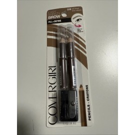 COVERGIRL NIP New Covergirl Brow Fill & Define 2 Pencils & Sharpener 510 Soft Brown