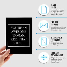 Funny and Inspirational card for her | Awesome congratulatory card for women | Perfect card for Birthday, Graduation, Christmas, Mother's Day for daughter, sister, mom, girlfriend, wife...